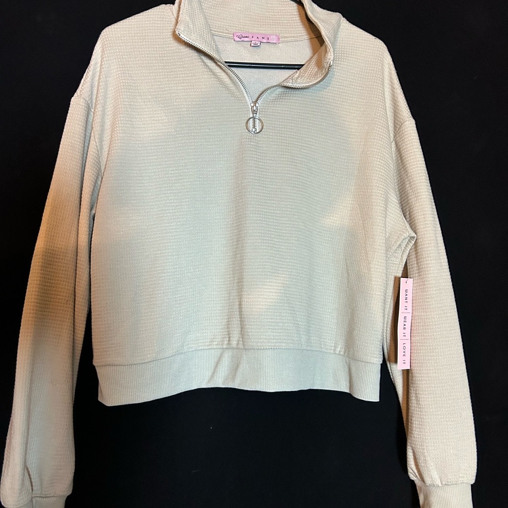 Women's Beige Quarter-Zip Top